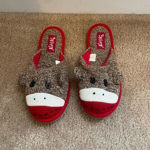 Nick & Nora Sock Monkey Slippers Women’s Size 5-7.5